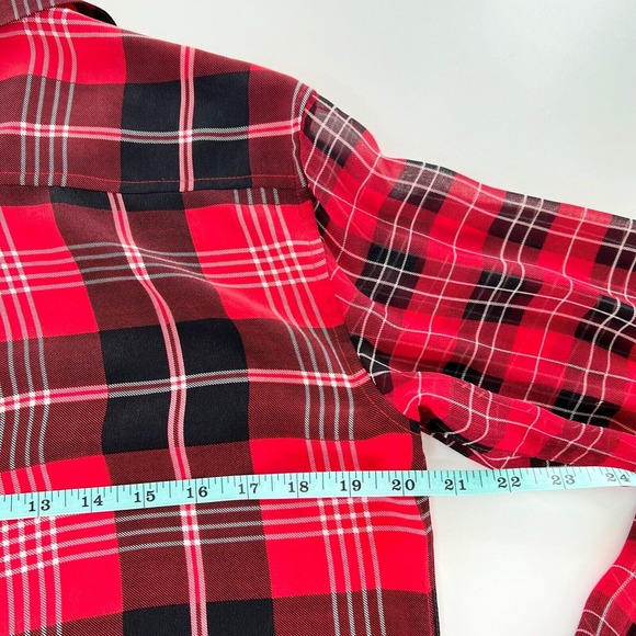 Equipment Signature Prepster Plaid Silk Blouse Womens XS Red Black Button Up - Picture 6 of 6
